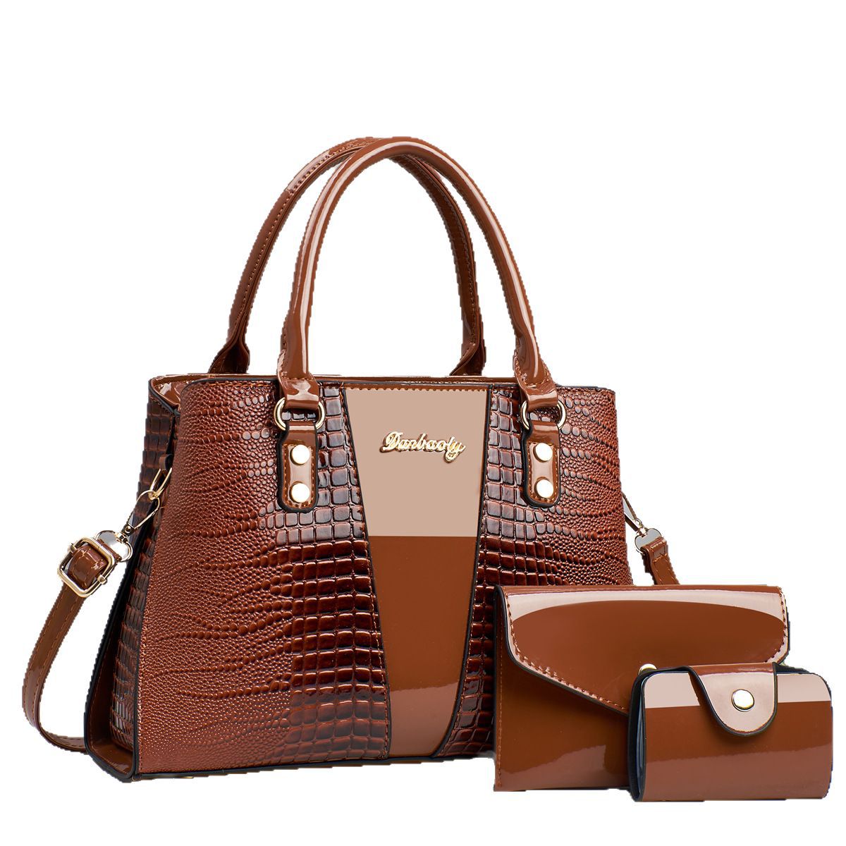Fish-Print Shoulder And Crossbody Bag Three-Piece Set