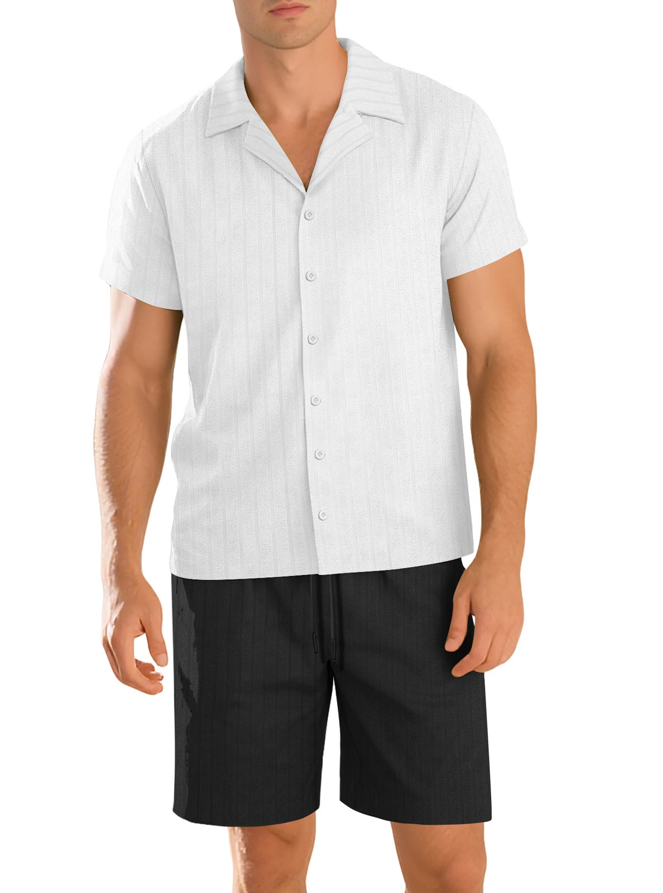 Mens Commuter Casual Button-Down Short-Sleeve Shirt Set