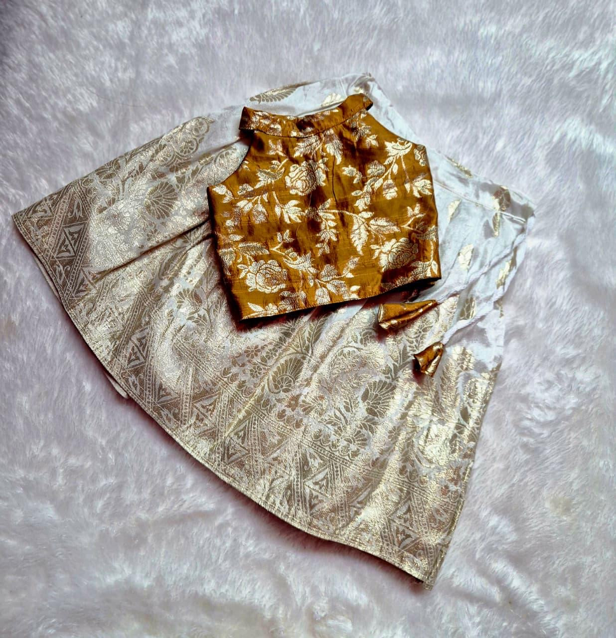 Girls Traditional Brocade Lehenga Choli Set