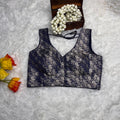 Brocade navy blue blouse