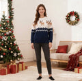Navy Blue Adult Christmas Jumper - Reindeer Fair Isle Knit