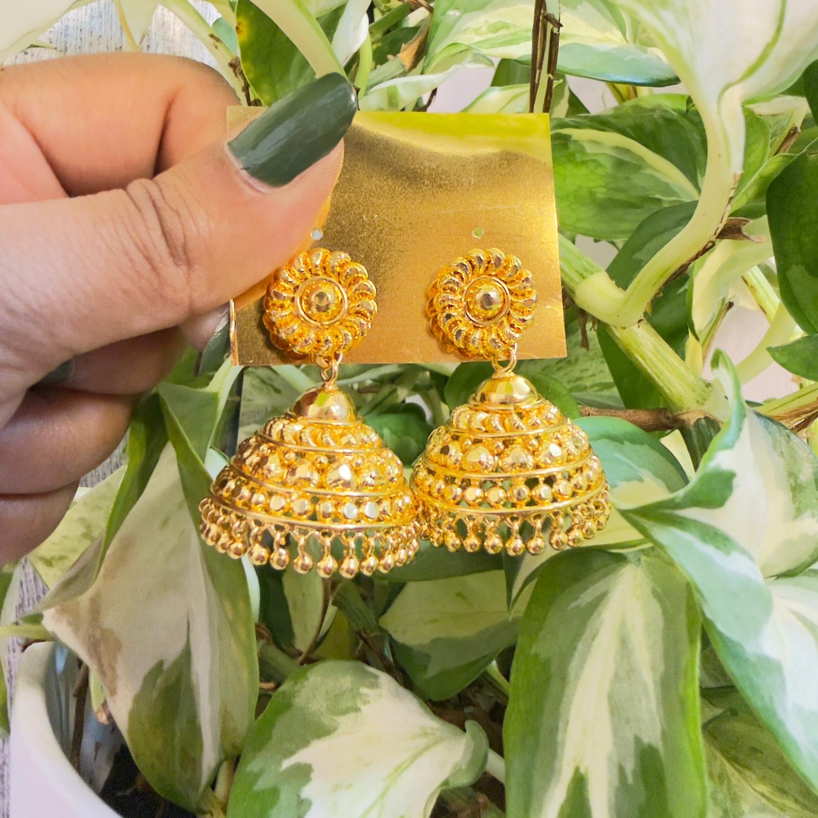 Traditional Indian Dome-Shaped Jhumka Earrings