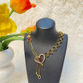 Modern Asymmetrical American Diamond Gold-Tone Necklace