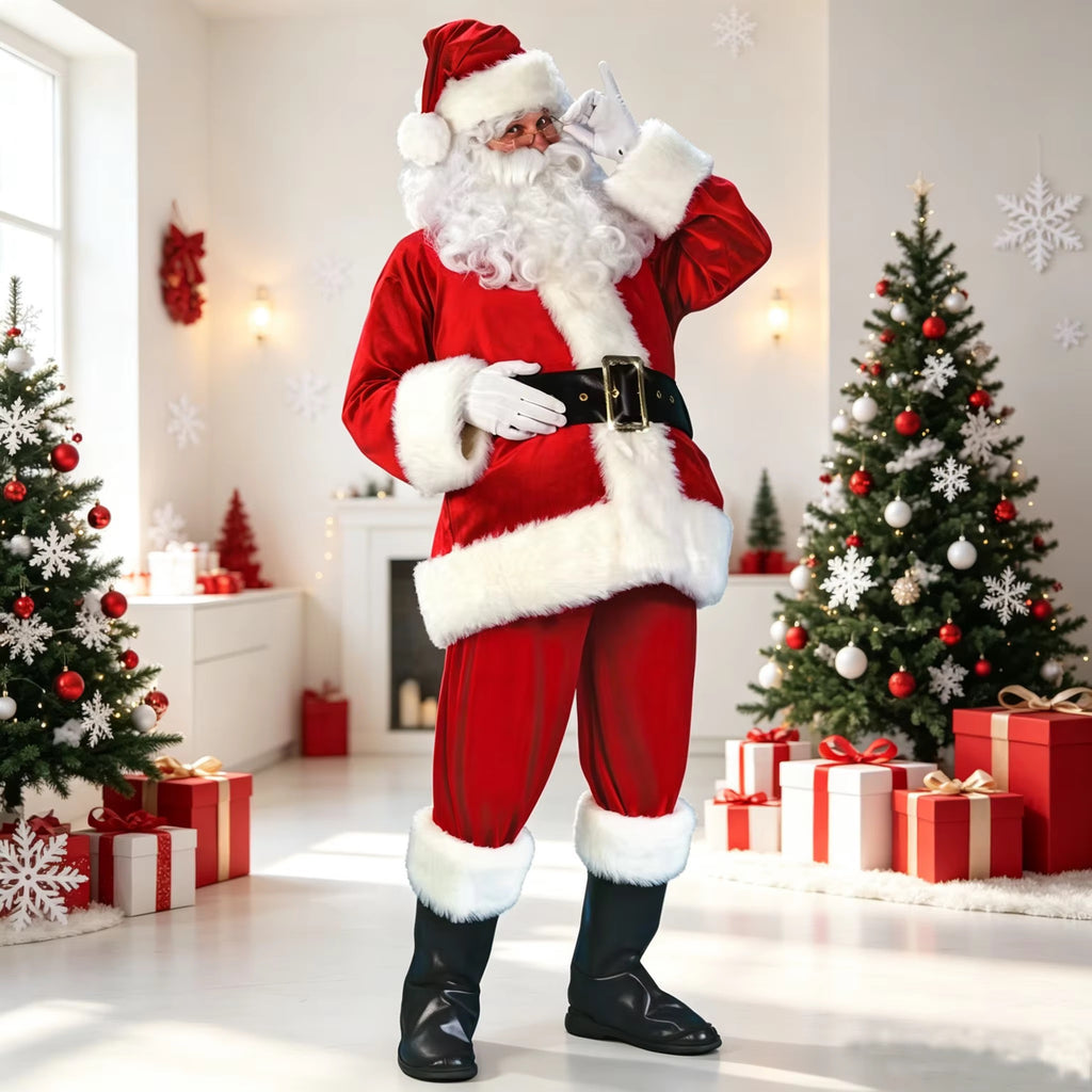 Deluxe 9-Piece Men's Santa Claus Costume Set