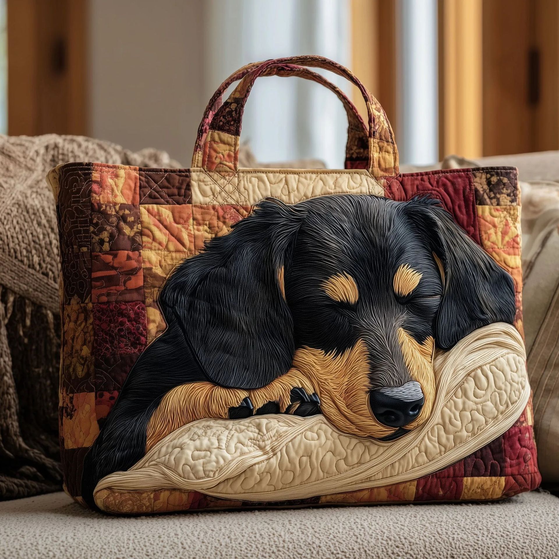 300g Canvas Dog-Printed Tote And Shoulder Bag