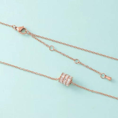 925 Sterling Silver Rose Gold Necklace with 5A Zircon Pendant