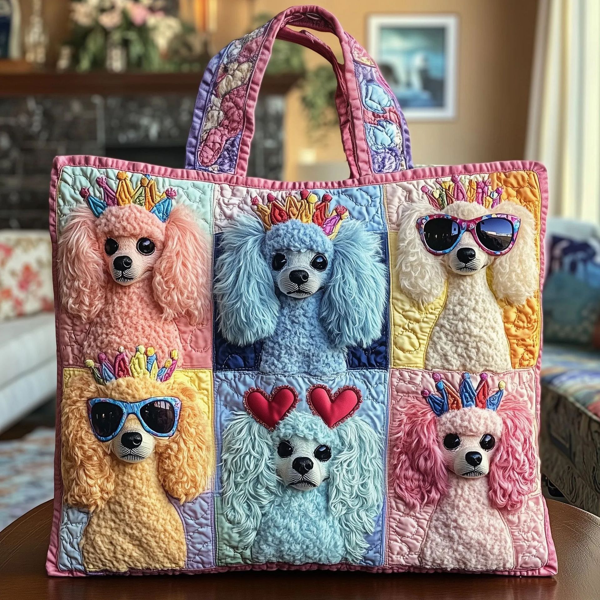 300g Canvas Dog-Printed Tote And Shoulder Bag