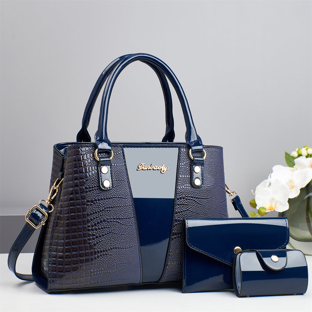Fish-Print Shoulder And Crossbody Bag Three-Piece Set