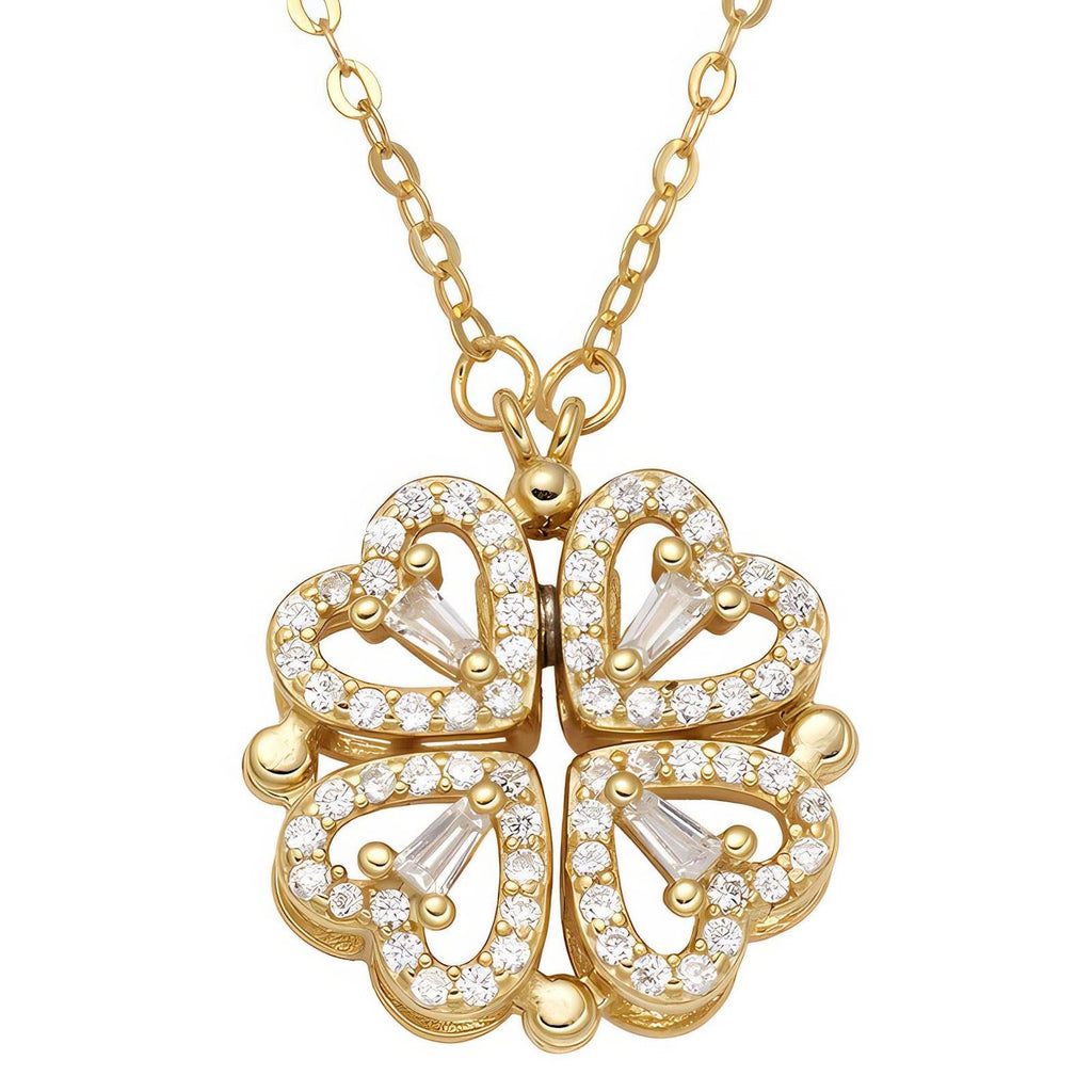 18K Gold Plated Cubic Zirconia Pendant Necklace – Stainless Steel