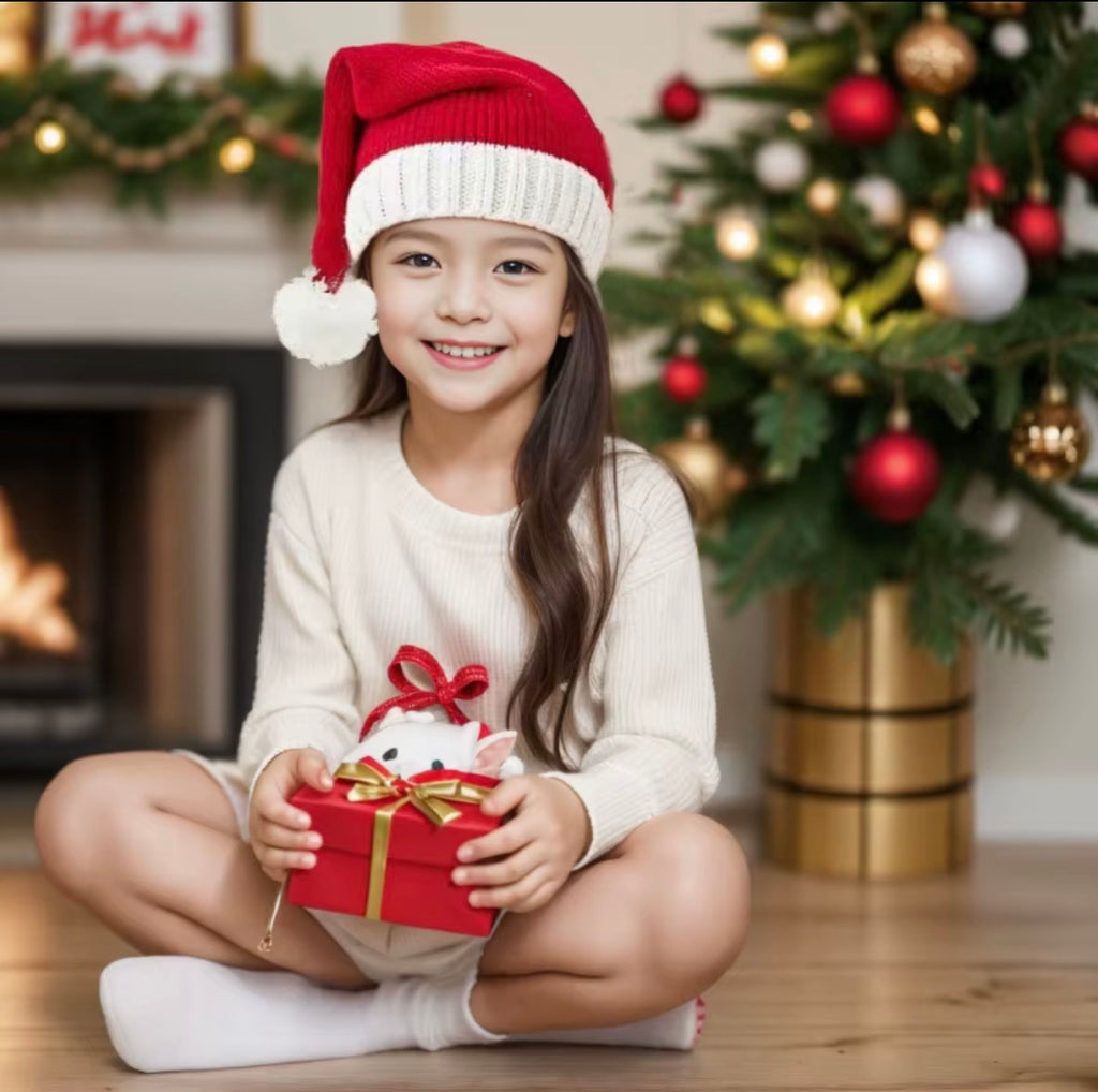 Kids Knitted Santa Hat with Pom-Pom - Premium Christmas Hat