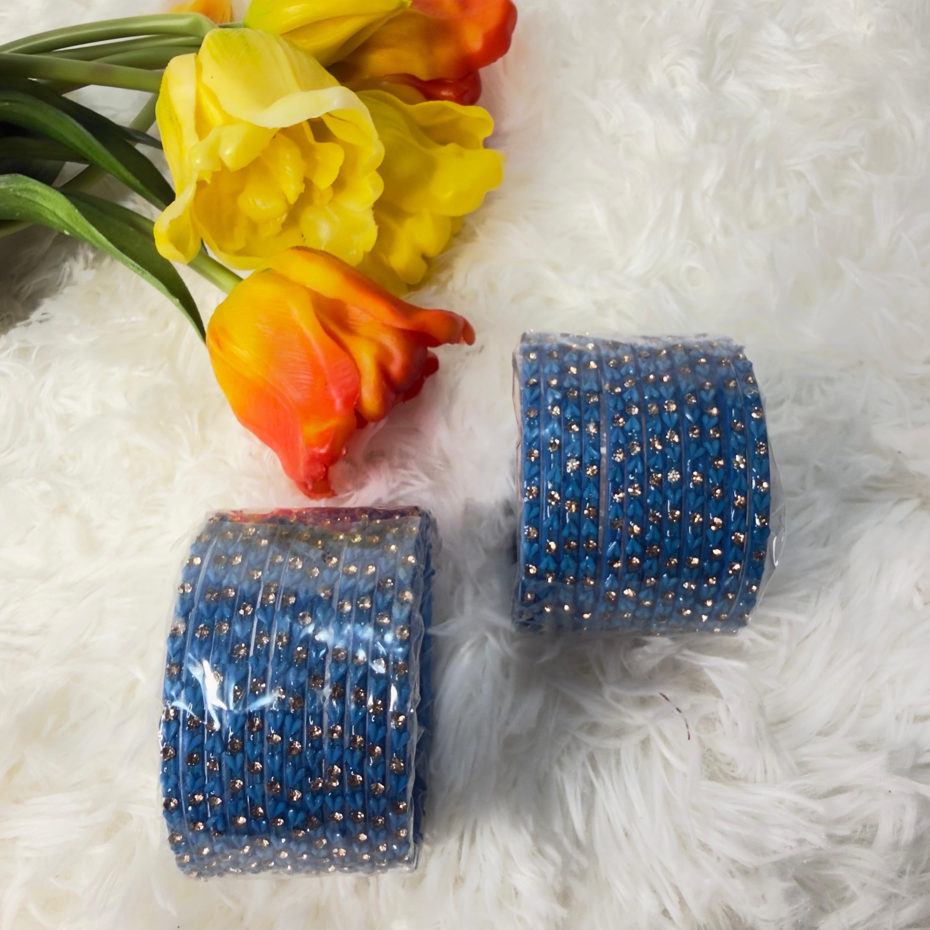 Heart blue glass bangles
