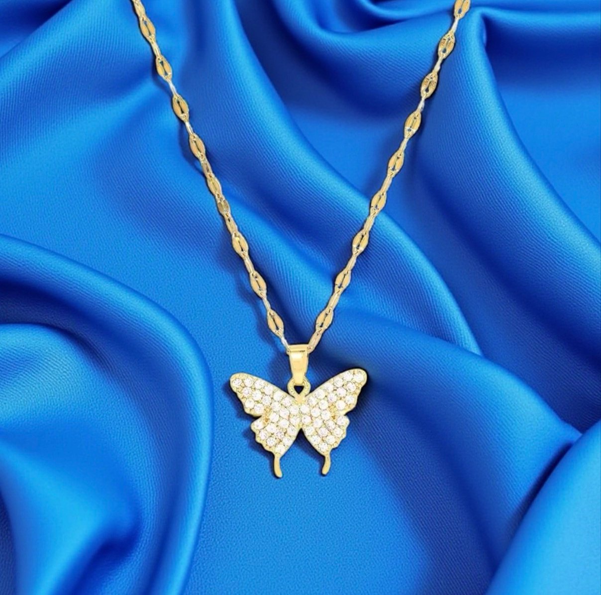 18K Gold-Plated Necklace with Cubic Zirconia Pendant – 316L Stainless Steel