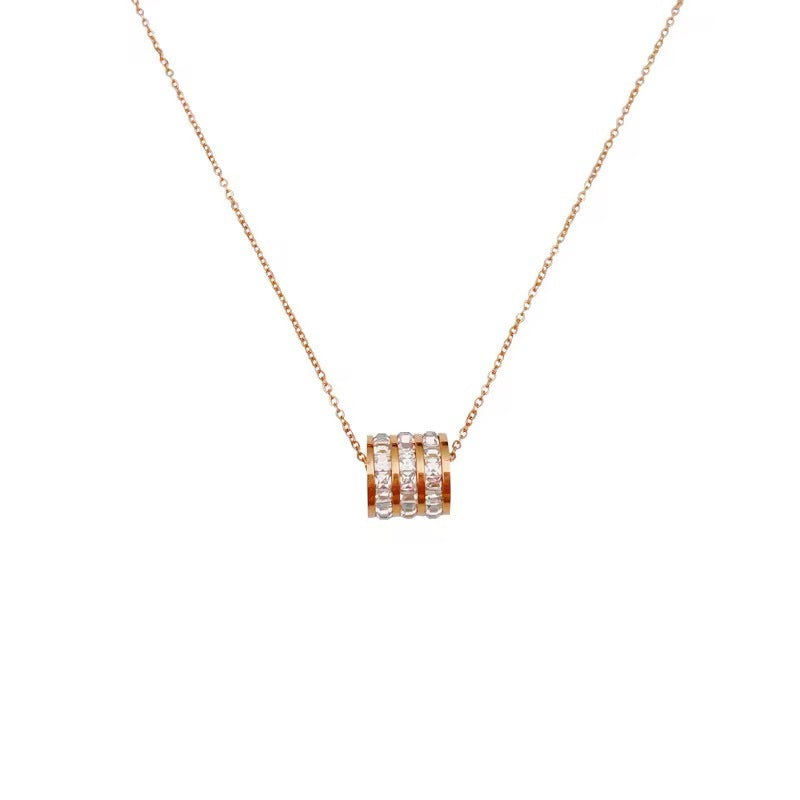 925 Sterling Silver Rose Gold Necklace with 5A Zircon Pendant