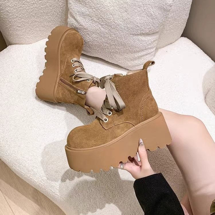 Stylish Chunky-soled Vintage Lace-up Versatile Boots For Women
