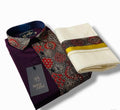 Designer Kerala Mundu and Purple Shirt Set for Men