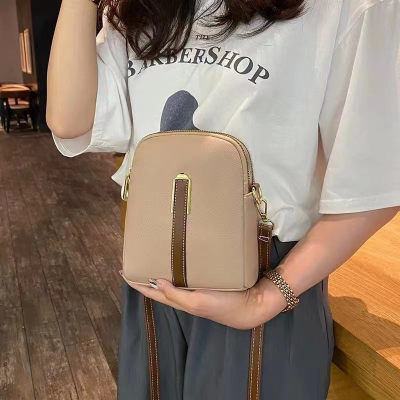 Vertical Soft Leather Shoulder Crossbody Bag Coin Purse