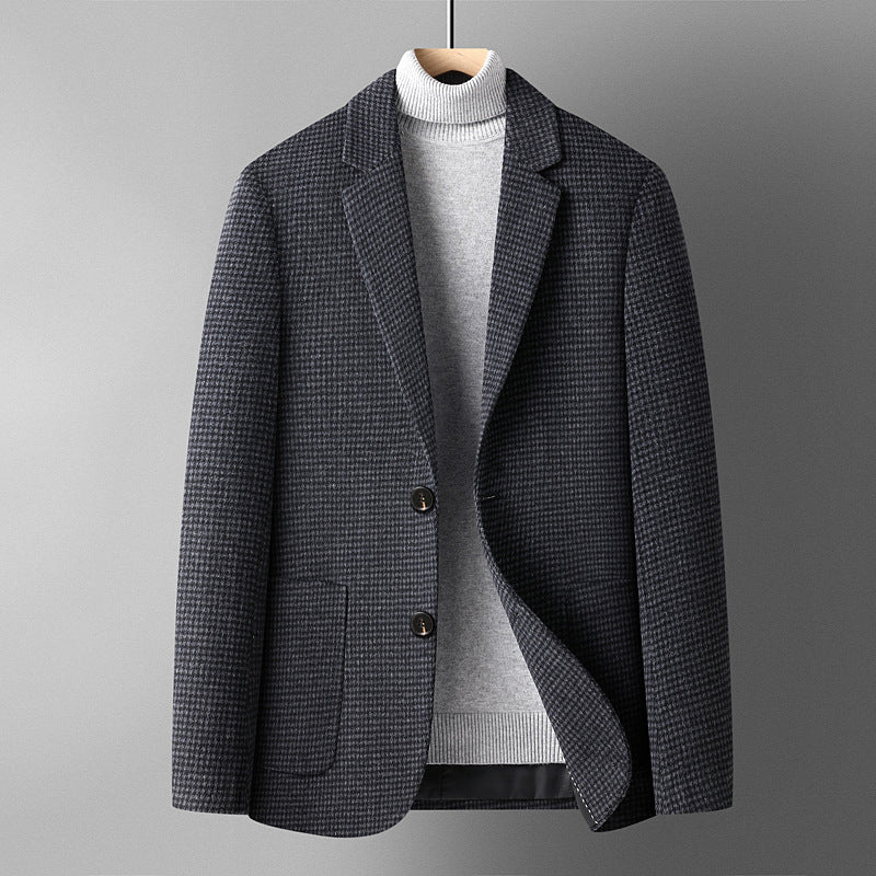 Autumn And Winter Solid Color Short Wool Woolen Men's Suit
