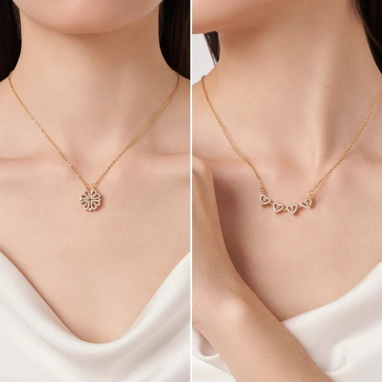 18K Gold Plated Cubic Zirconia Pendant Necklace – Stainless Steel