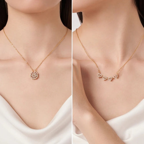 18K Gold Plated Cubic Zirconia Pendant Necklace – Stainless Steel