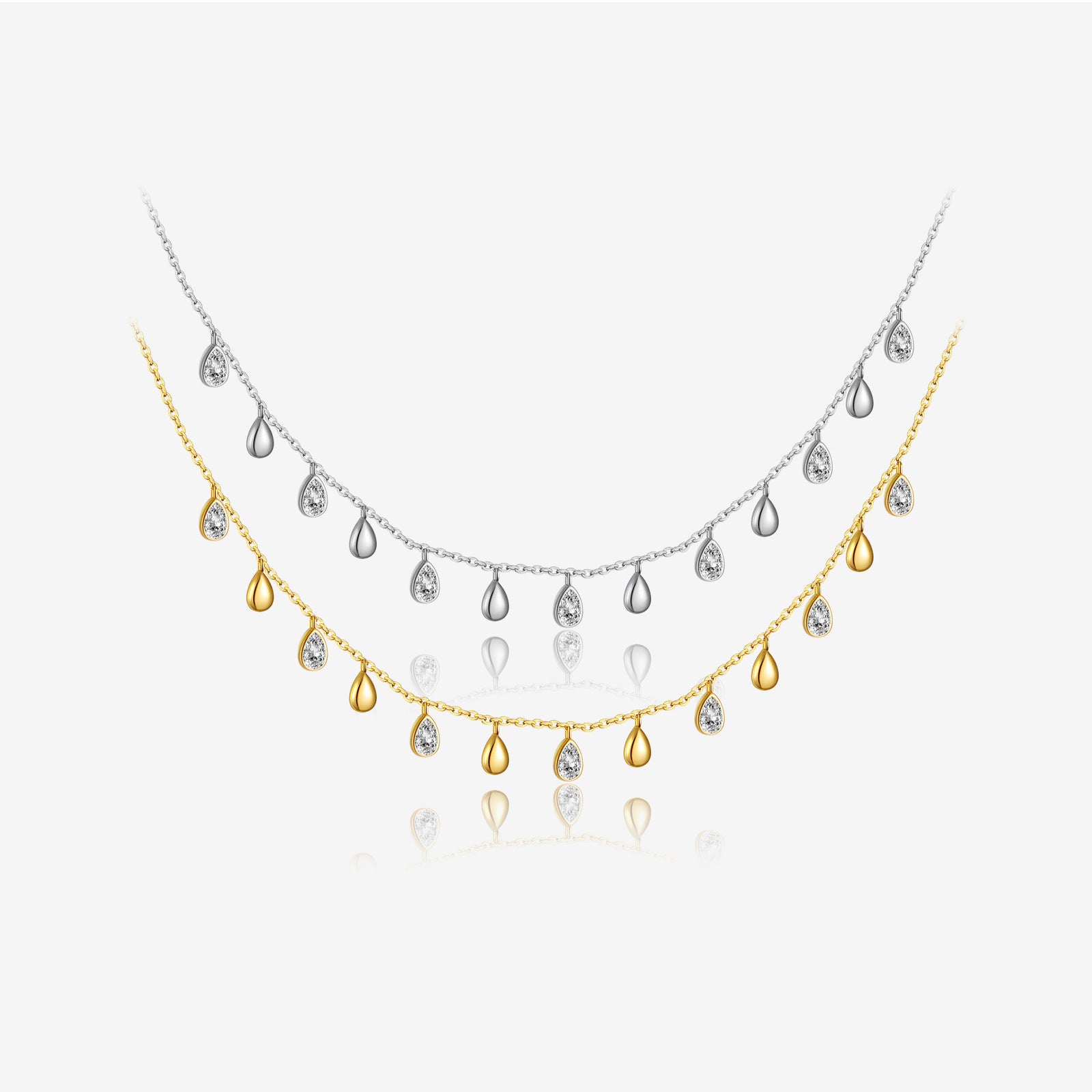 S925 Sterling Silver Pear-shaped Zircon Hanging Scarf Long Necklace