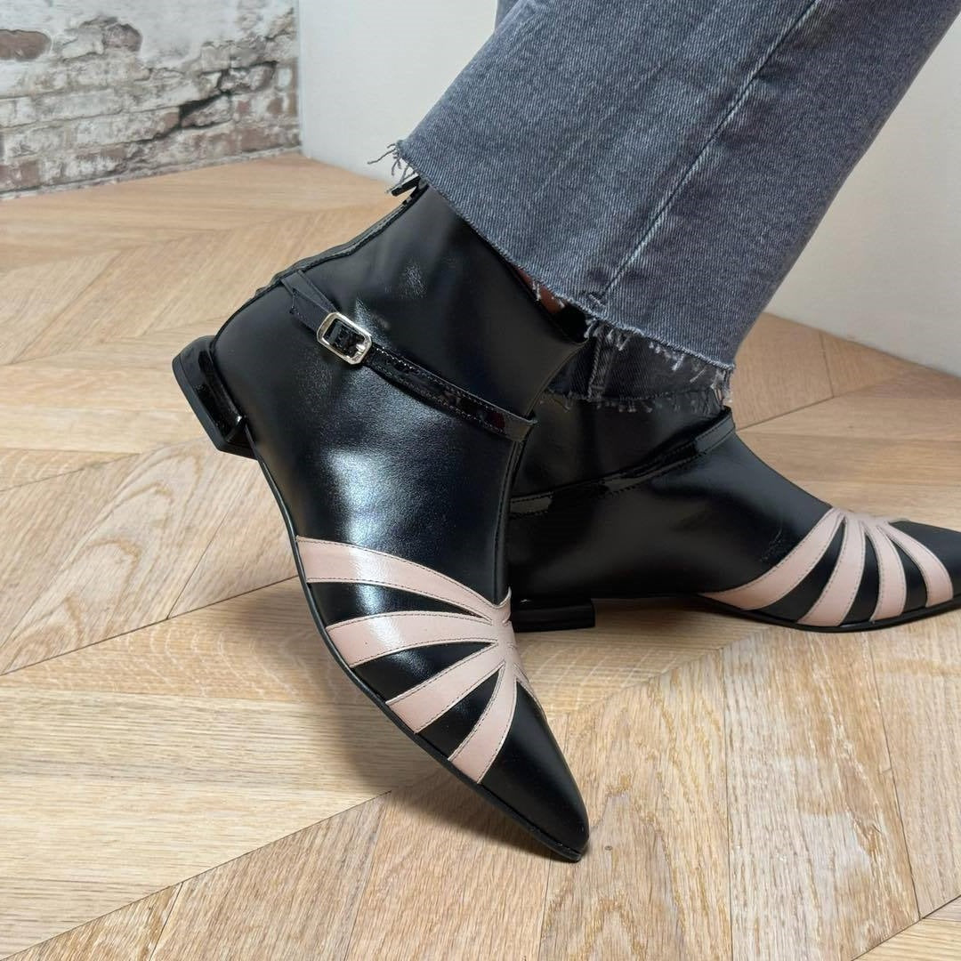 Pointed Toe Chunky Heel Low Heeled Ankle Boots For Women In Larger Sizes