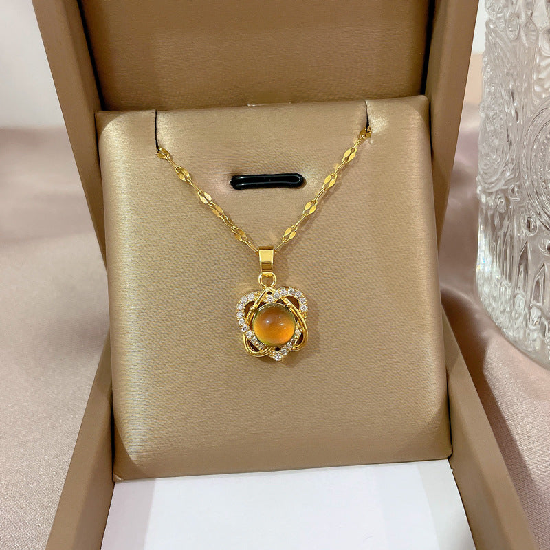 18K Gold Plated Heart Mood Necklace - Anti-Tarnish 316L Stainless Steel