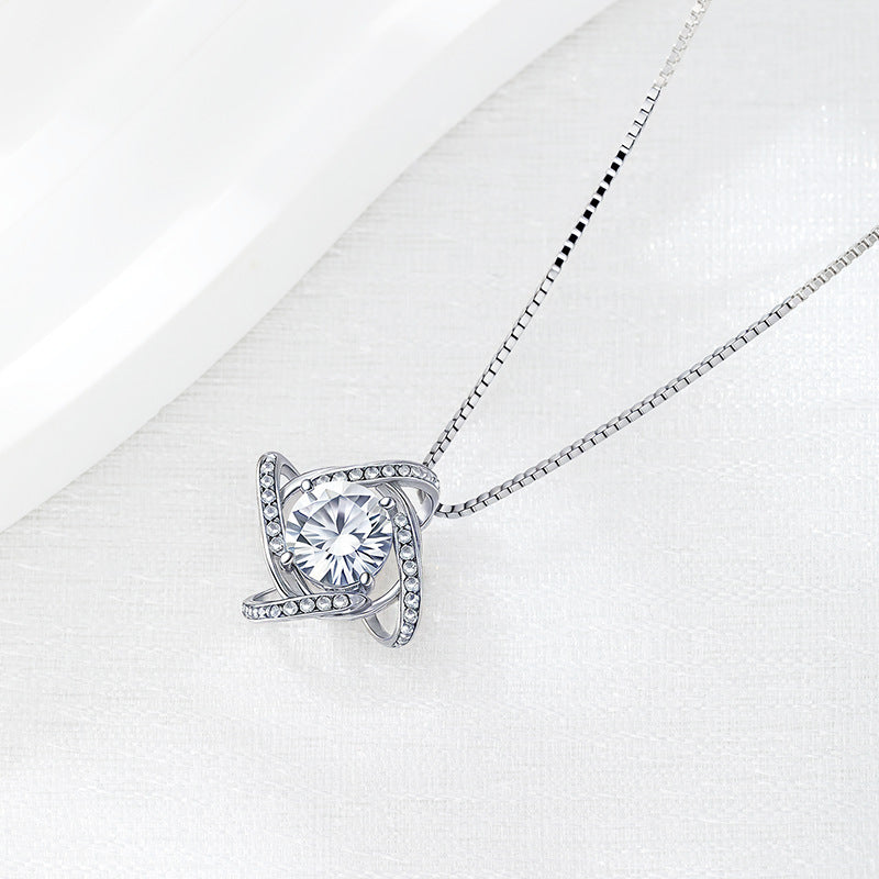 Platinum-Plated S925 Sterling Silver Pendant with 5A Zirconia