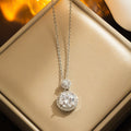 Silver Plated 316L Stainless Steel Round Crystal Pendant Necklace | Waterproof & Anti-Tarnish