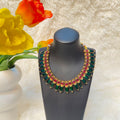 Gold-Plated Emerald and Ruby Tone Statement Necklace