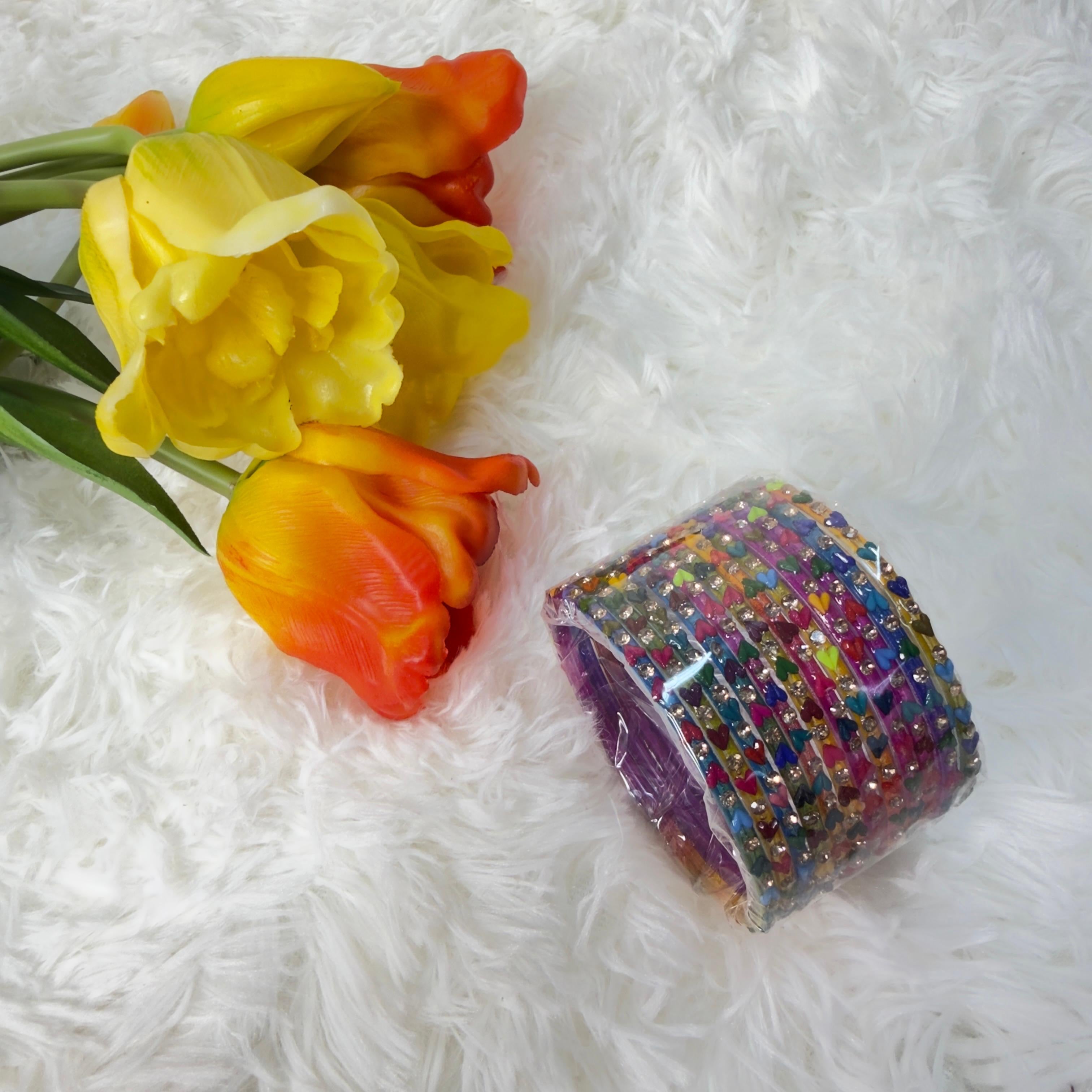 Heart multicoloured glass bangles