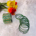 Glitter green glass bangles