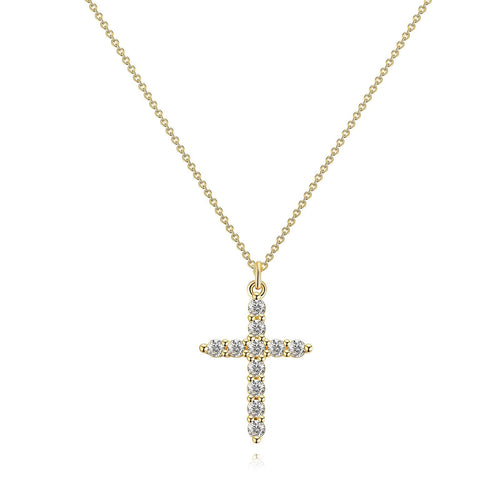 18K Gold-Plated Necklace with Cubic Zirconia Pendant – 316L Stainless Steel
