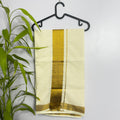 Classic Kerala Kasavu Cotton Saree with Elegant Gold Zari Border