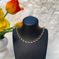 Gold Tone Leaf Motif American Diamond Necklace
