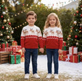 Red Kids Christmas Jumper - Reindeer Fair Isle Knit