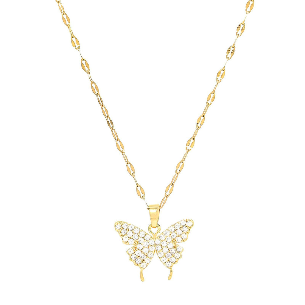 18K Gold-Plated Necklace with Cubic Zirconia Pendant – 316L Stainless Steel