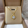 18K Gold Plated 316L Stainless Steel Waterproof Intertwined Heart Zirconia Necklace