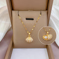 18K Gold Plated Opening Seashell Pearl Necklace | Waterproof Zirconia 316L Stainless Steel Beach Jewelry