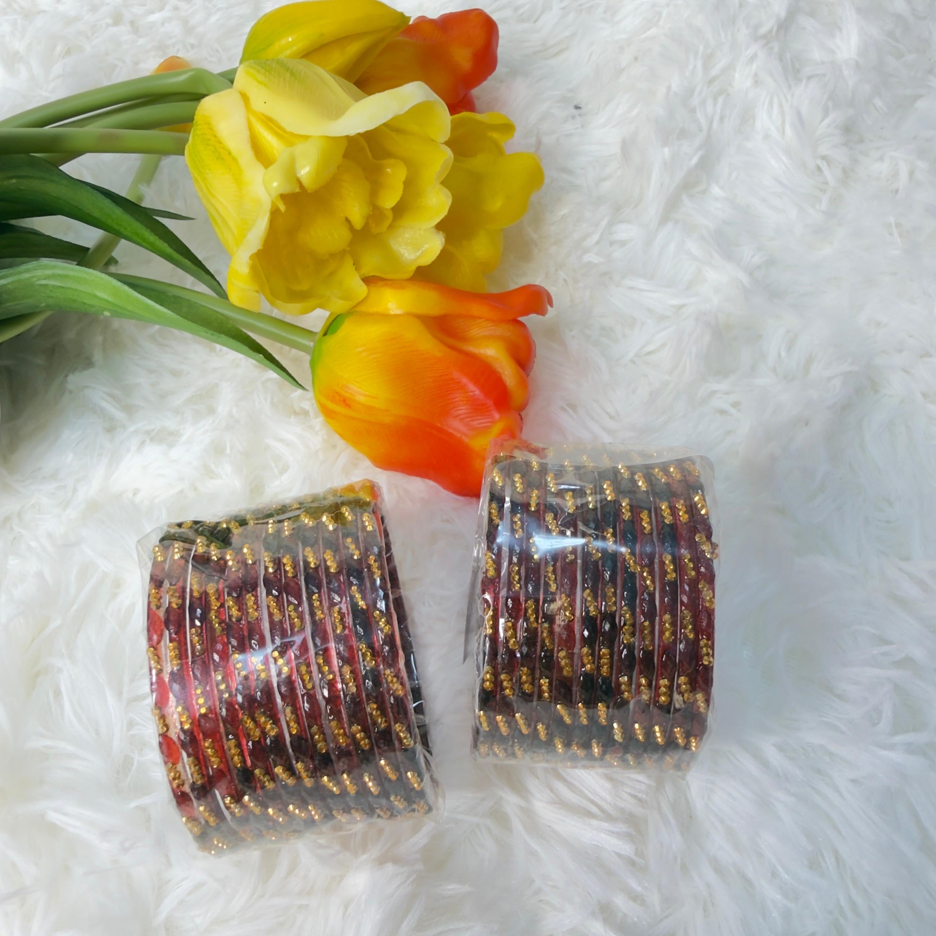 Raindrop multi coloured glass bangles