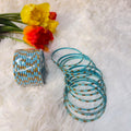 Glitter light blue glass bangles