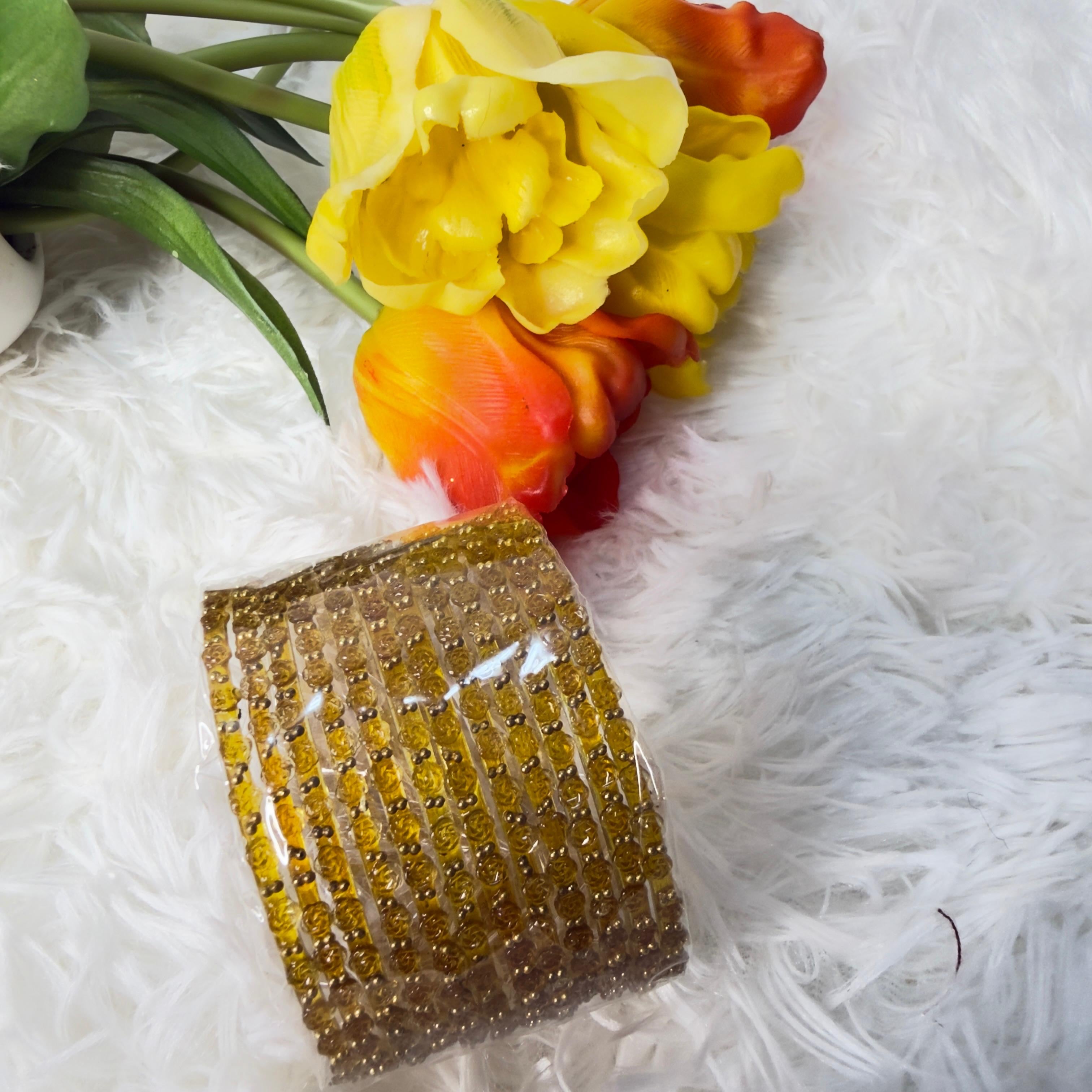 Rose glass bangles yellow
