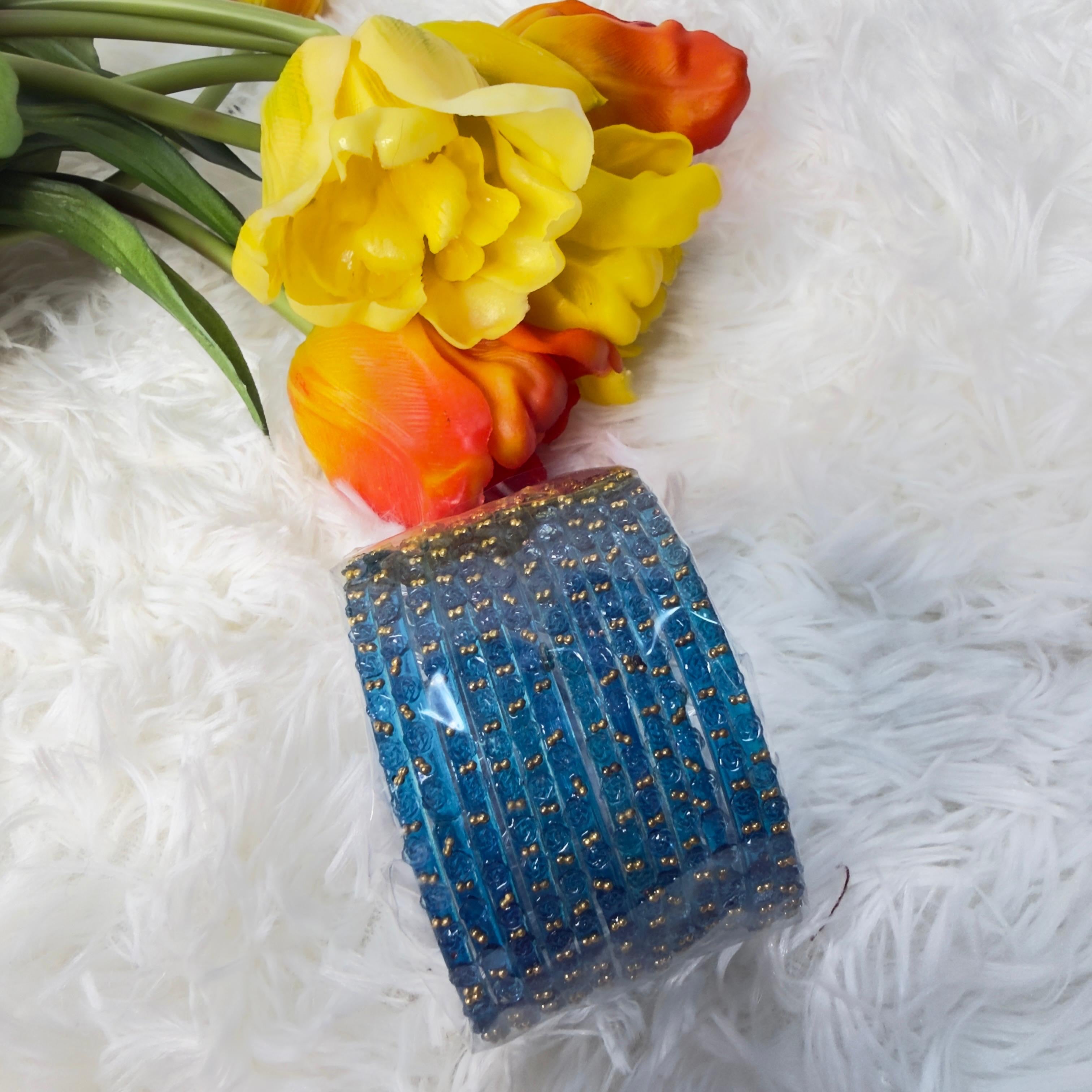 Rose glass bangles blue