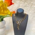 Modern Asymmetrical American Diamond Gold-Tone Necklace