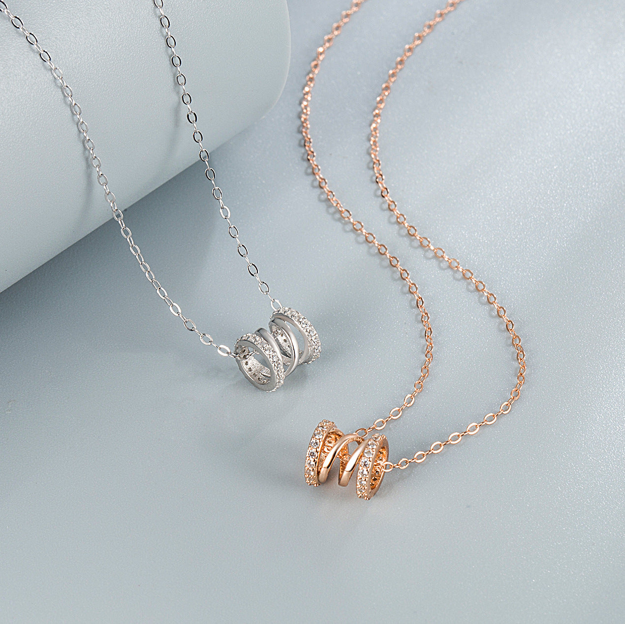 Platinum-Plated S925 Sterling Silver Necklace with Cylindrical 5A Zirconia Pendant