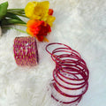 Glitter magenta glass bangles