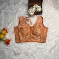 Peach orange brocade blouse