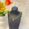 Gold and Green Heart Motif Ethnic Necklace