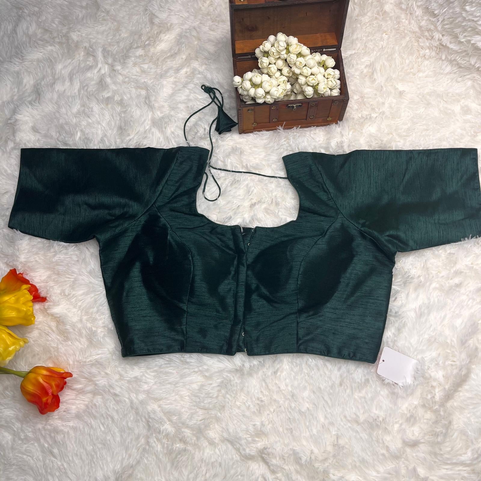 Bottle Green readymade blouse