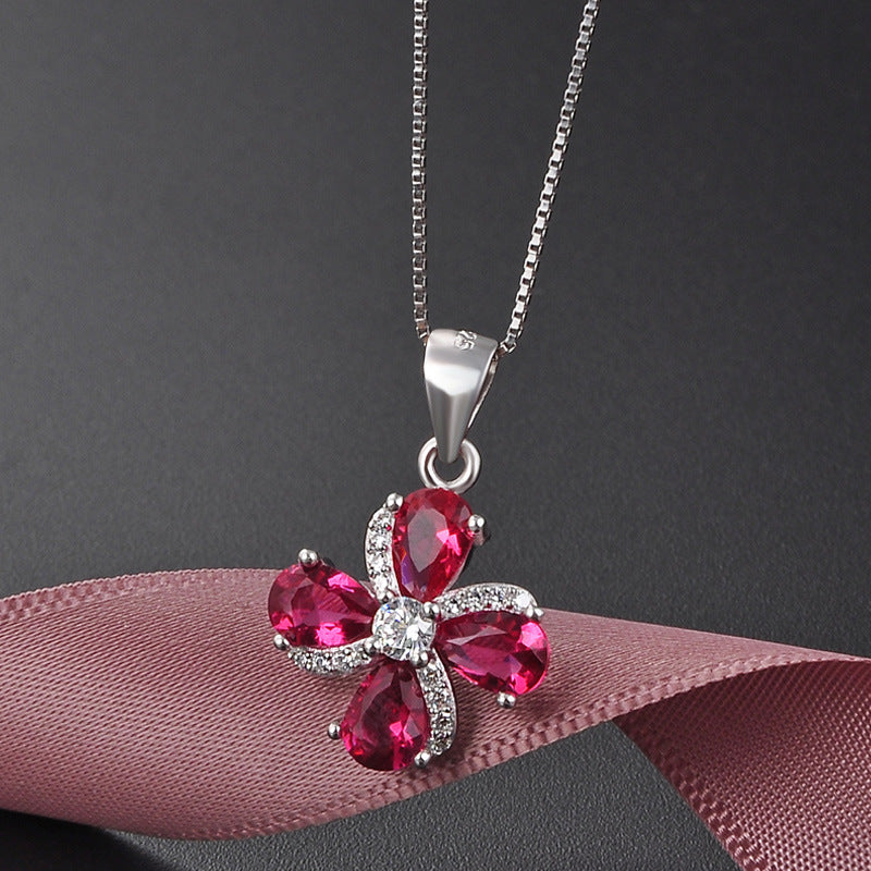 Platinum-Plated S925 Sterling Silver Pendant with 5A Zirconia and Crystals