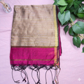 Sophisticated Beige & Deep Pink Mul Cotton Saree with Zari Detail